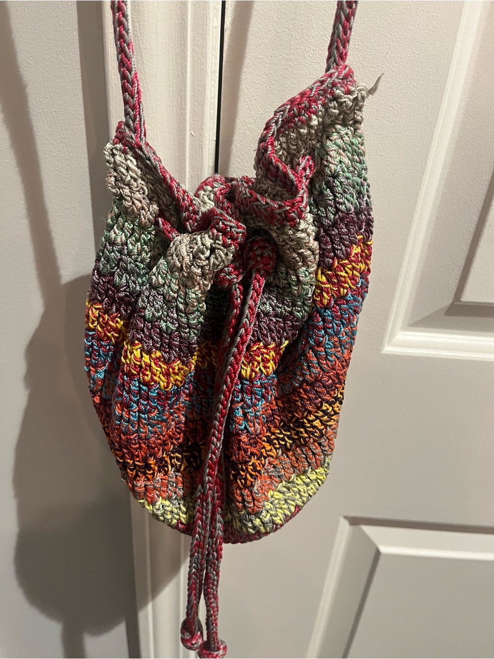 Mudd Multicolor Crochet Drawstring Bag